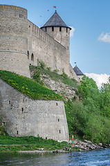 Image showing  Ivangorod fortress on the banks of the Narva River. Border post