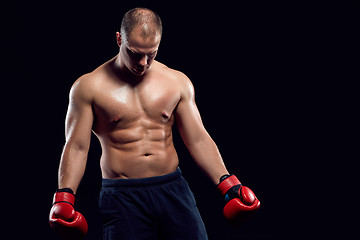 Image showing Muscular man - young caucasian boxer