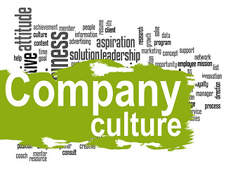 Image showing Company culture word cloud with green banner