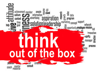 Image showing Think out of the box word cloud with red banner