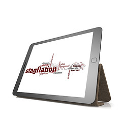 Image showing Stagflation word cloud on tablet
