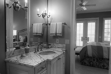 Image showing bedroom suite in black and white