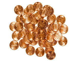 Image showing Retro look Dollar coins 1 cent wheat penny cent