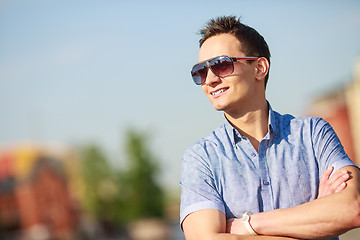 Image showing portrait of a trendy young man in the city