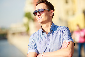 Image showing Portrait of a handsome young man with sunglasses