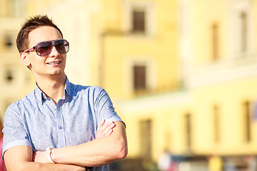 Image showing Portrait of a handsome young man with sunglasses