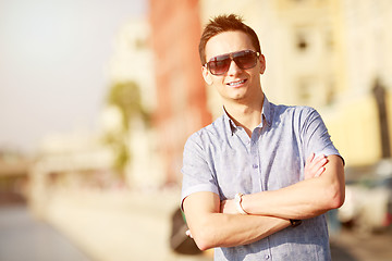 Image showing Portrait of a handsome young man with sunglasses