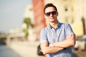 Image showing Portrait of a handsome young man with sunglasses