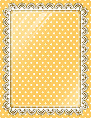 Image showing Lace frame with glass on the background polka dots