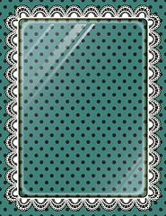 Image showing Lace frame with glass on the background polka dots