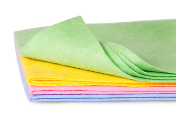 Image showing Multicolored cleaning cloths one folded front view