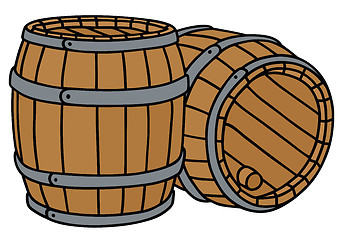 Image showing Wooden barrels