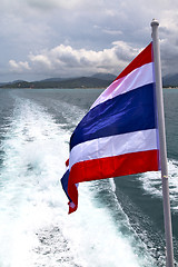 Image showing  myanmar kho samui bay isle waving flag  