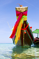 Image showing prow  in  kho tao bay  isle blue clean water      and south chin