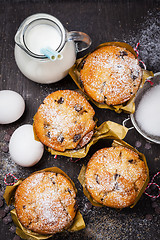 Image showing Homemade muffins with baking ingredients