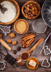 Image showing Baking utensils and ingredients