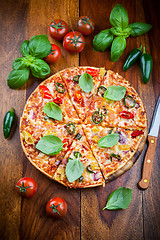 Image showing Hot chili pizza with jalapenos
