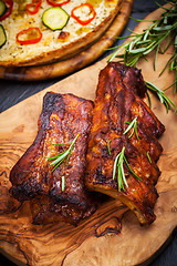 Image showing BBQ spare ribs with herbs