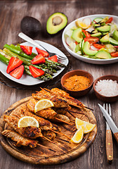 Image showing Grilled chicken skewers