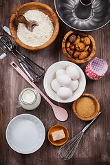 Image showing Baking utensils and ingredients