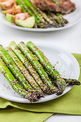 Image showing Glazed green asparagus 
