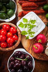 Image showing Raw snack with antipasti