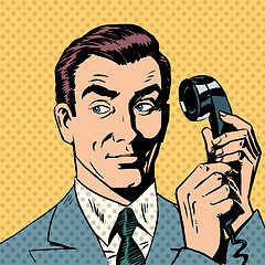 Image showing Male businessman talking on the phone style pop art retro