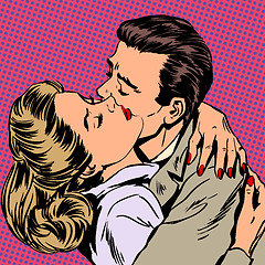 Image showing Passion man woman embrace love relationship style pop art retro