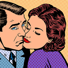 Image showing Woman hugging a sad man style pop art retro