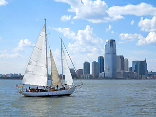 Image showing City and a Sail Boat