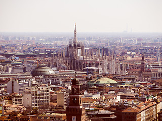 Image showing Retro look Milan aerial view