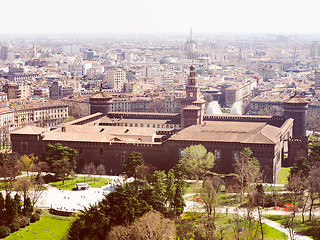 Image showing Retro look Milan aerial view