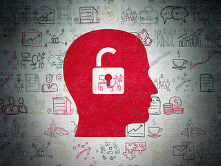 Image showing Finance concept: Head With Padlock on Digital Paper background