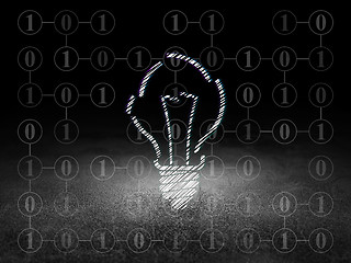 Image showing Business concept: Light Bulb in grunge dark room