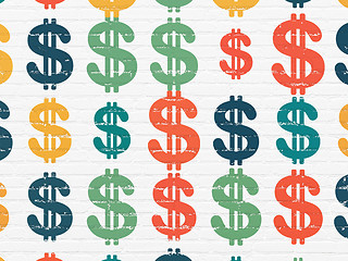 Image showing Currency concept: Dollar icons on wall background