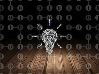 Image showing Business concept: Light Bulb in grunge dark room