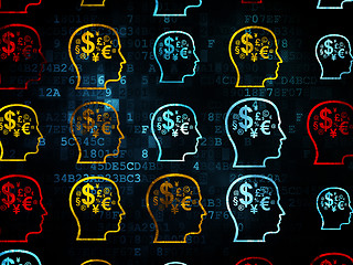 Image showing Finance concept: Head With Finance Symbol icons on Digital background