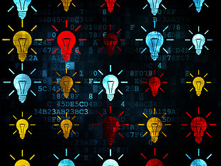 Image showing Finance concept: Light Bulb icons on Digital background