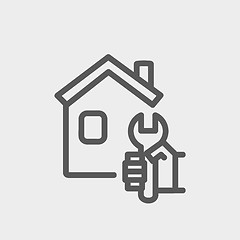 Image showing House repair thin line icon