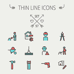 Image showing Construction thin line icon set