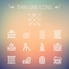 Image showing Construction thin line icon set