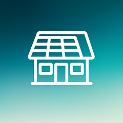 Image showing House with solar panel thin line icon