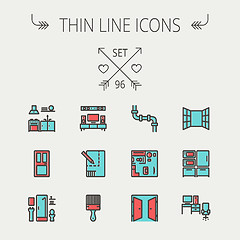 Image showing Construction thin line icon set