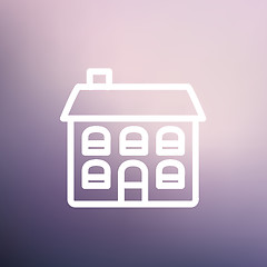 Image showing Retro flat house thin line icon