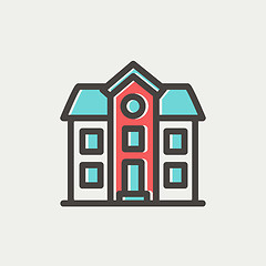 Image showing Two storey house building thin line icon