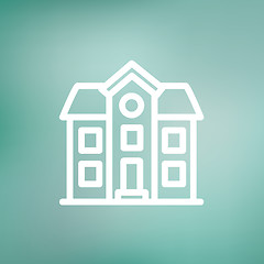 Image showing Two storey house building thin line icon