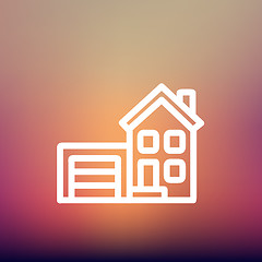 Image showing Home and garage thin line icon