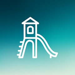 Image showing Playhouse with slide thin line icon