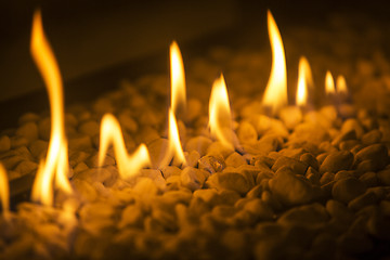 Image showing Closeup of fire flames in a chimney