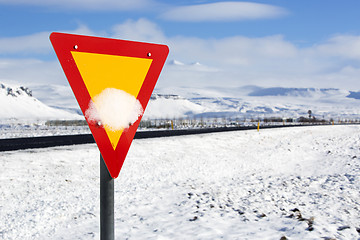 Image showing Traffic sign at the road